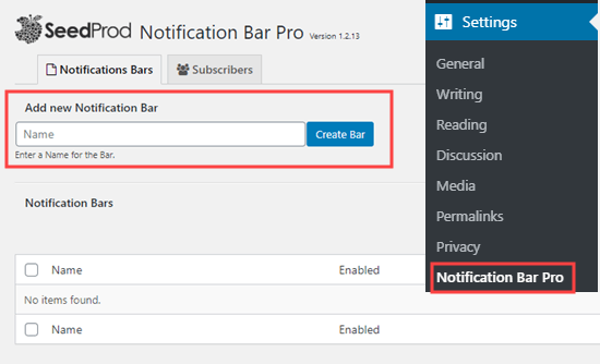 Creating a notification bar in SeedProd