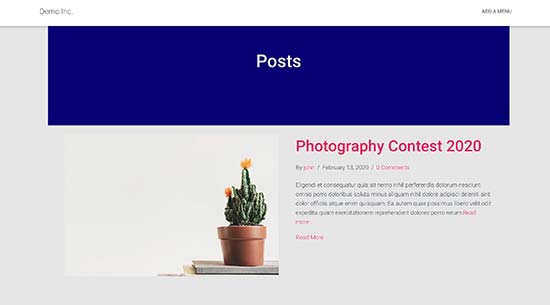 Blog page template