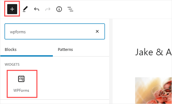 Adding a WPForms block to your page