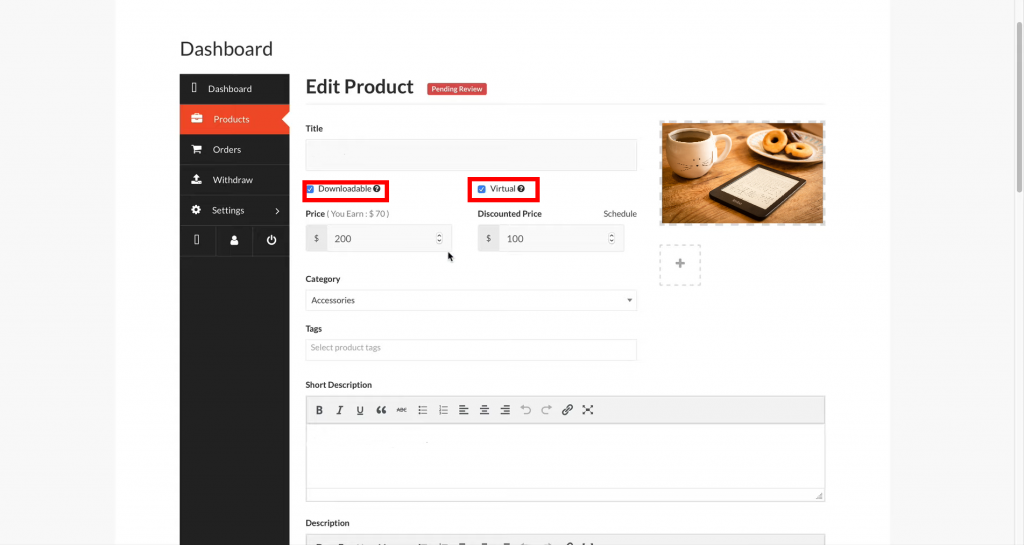 Adding a downloadable and virtual product in a multi-vendor marketplace