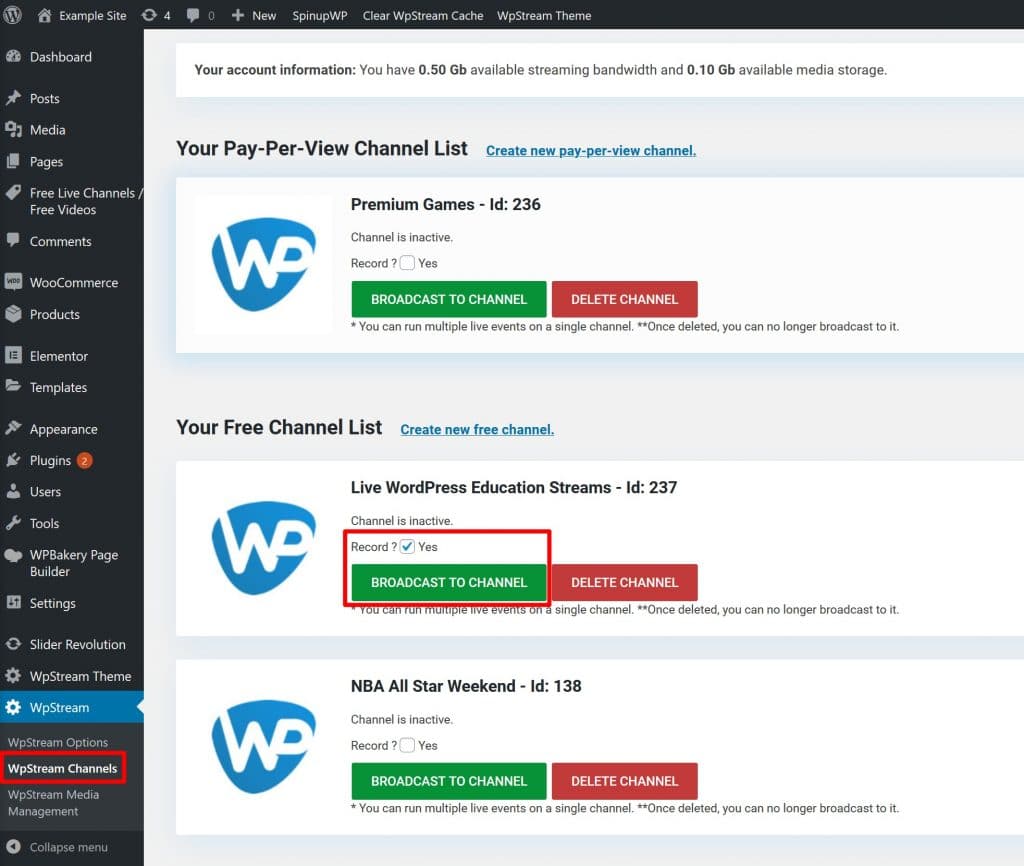 WpStream review of which channel to stream to