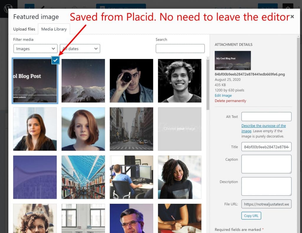 Using PLacid for featured images