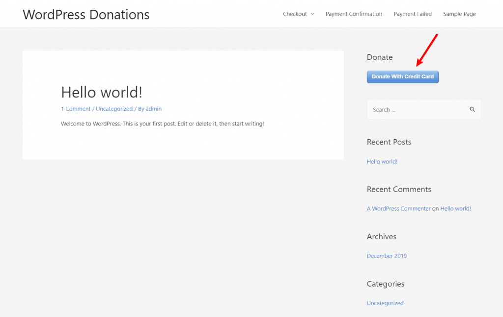 Simple WordPress donation button plugin
