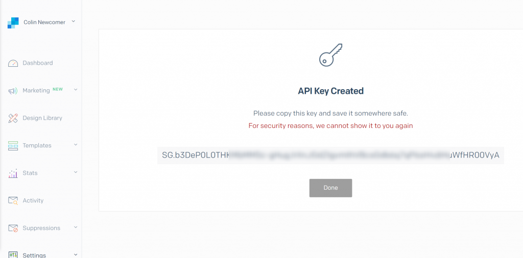 SendGrid API key