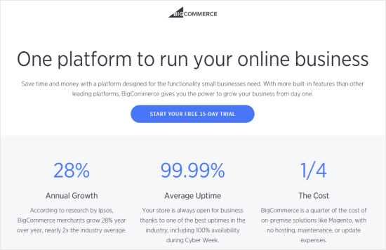 The BigCommerce front page