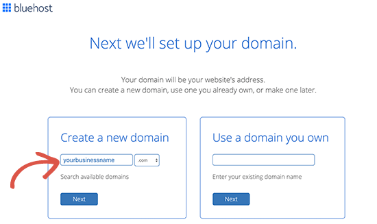 Select your free email domain