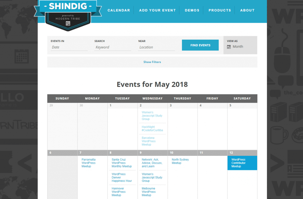 the event calendar demo