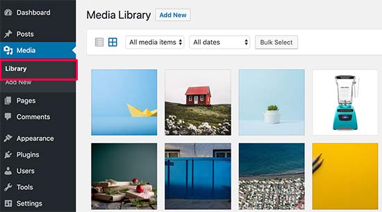 Select an image to edit in WordPress media library