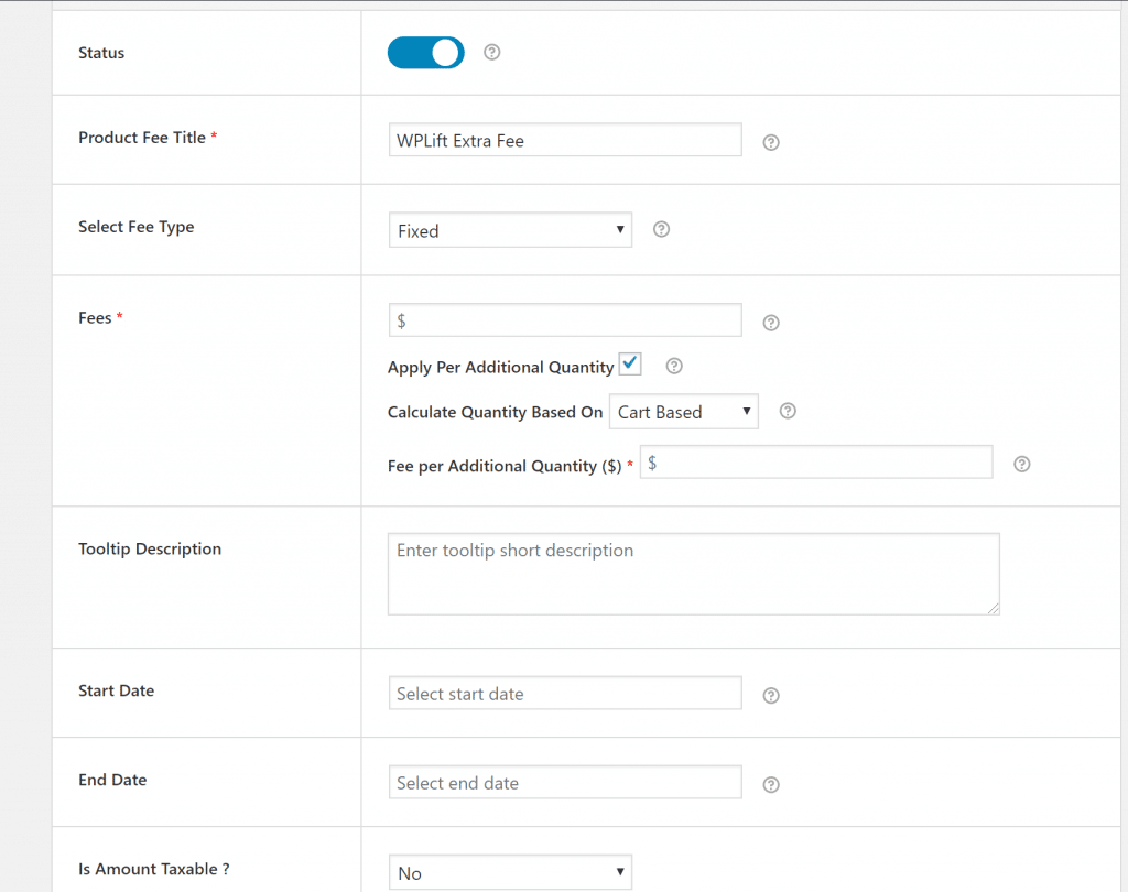 WooCommerce Conditional Product Fees For Checkout settings